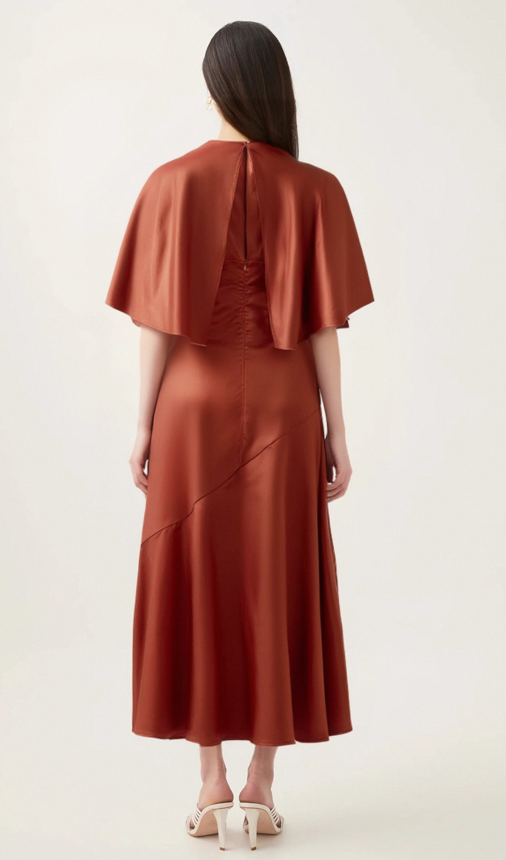 Zoé red cape-sleeve open-back maxi dress Flowering Girl