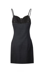 Satin Pearl Mini Dress In Black Flowering Girl