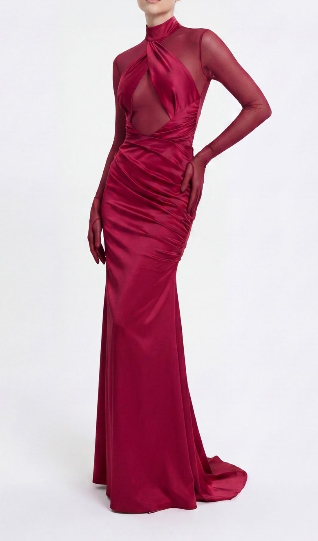 Khadiga Red Long Sleeve Gown Flowering Girl