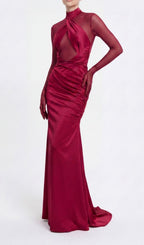 Khadiga Red Long Sleeve Gown Flowering Girl