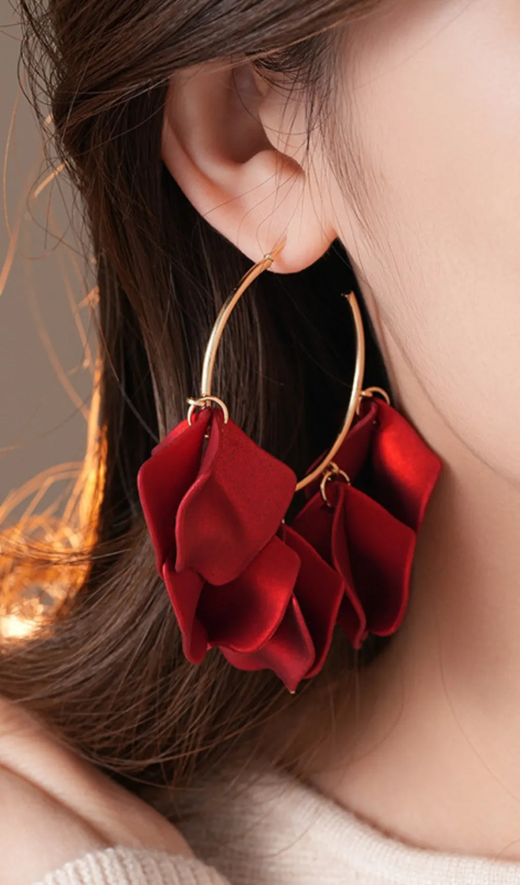 Dina Red Petal Earrings Flowering Girl