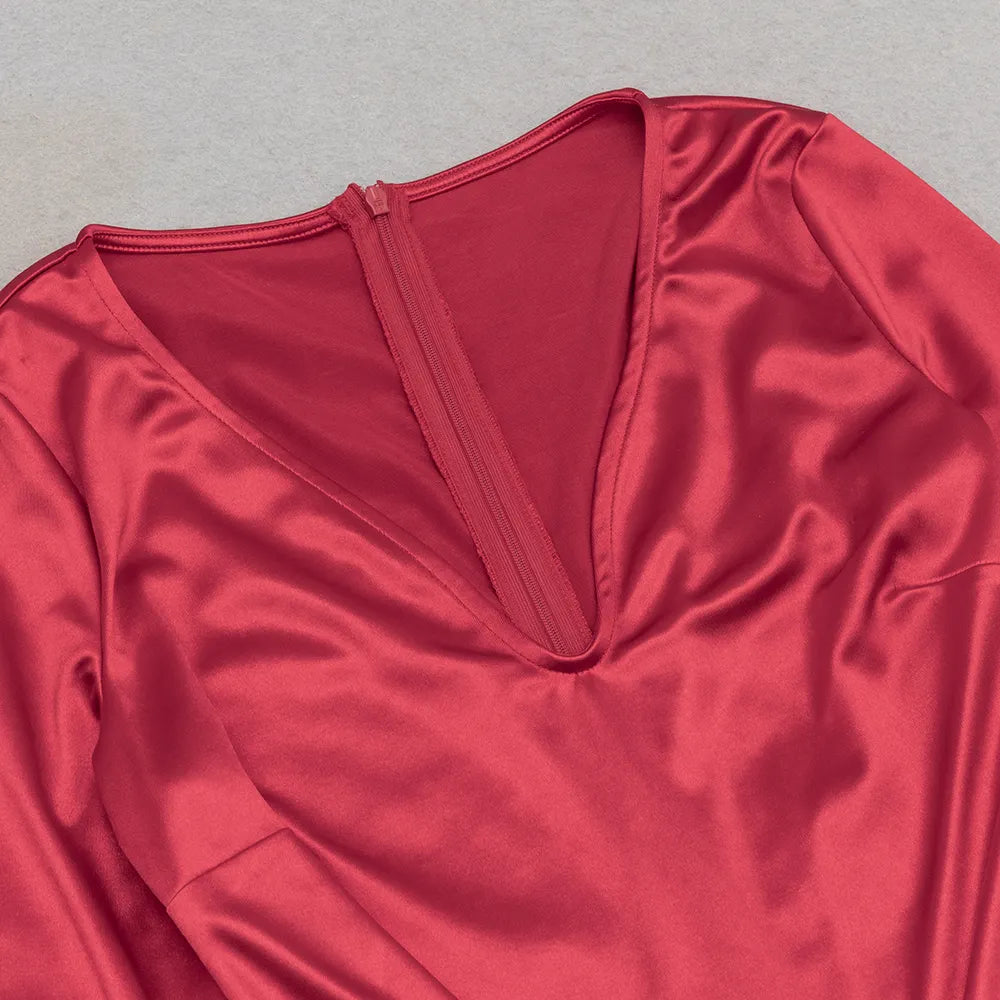 Balliol Red V-Neck Ruched Maxi Dress Flowering Girl