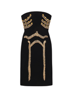 Yuri Skeleton Tassel Embellished Bustier Mini Dress In Black Flowering Girl