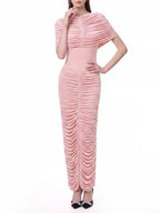 Liseli Cape Ruched Split Maxi Dress Flowering Girl