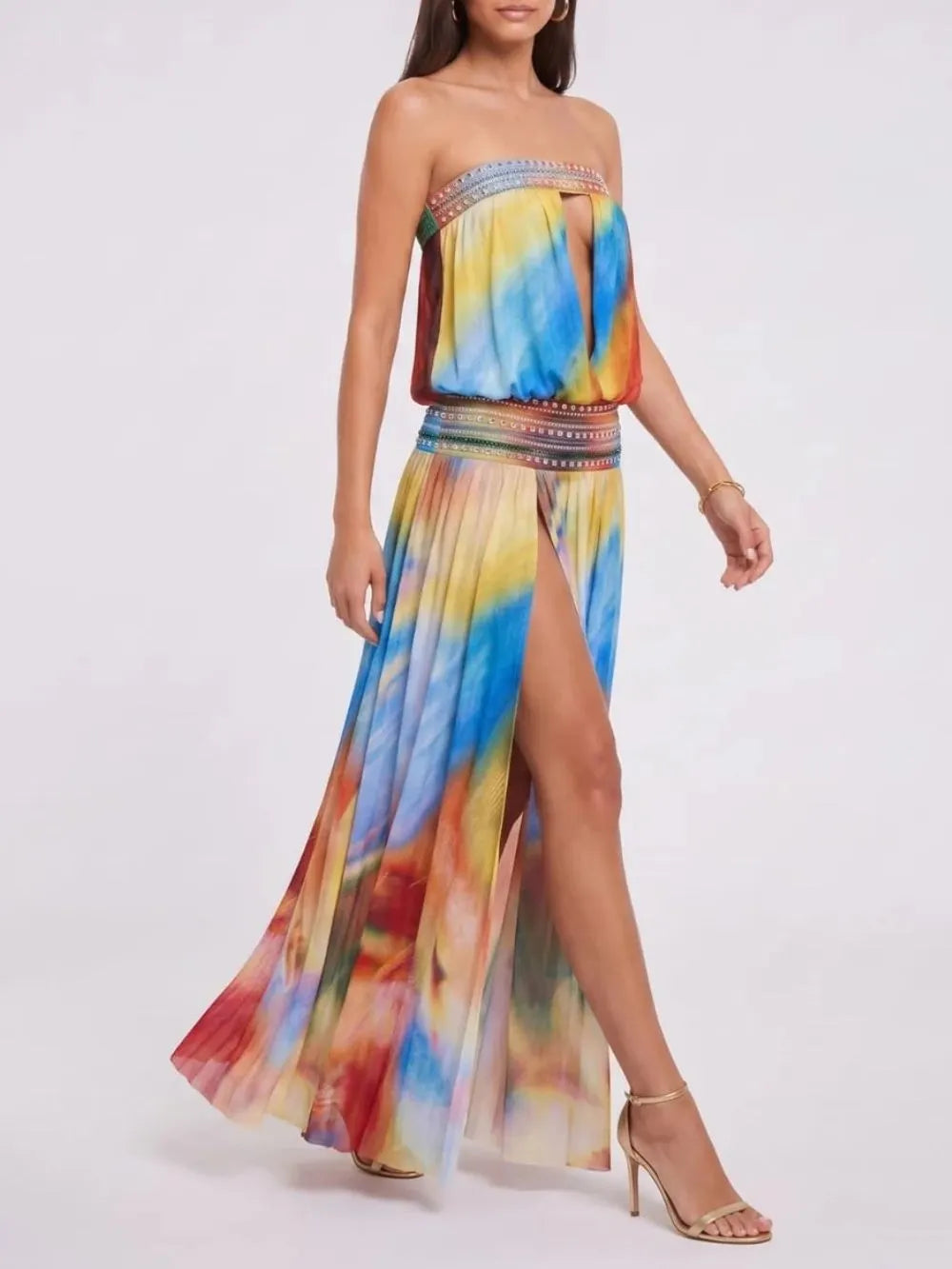 Ulviera Strapless Split Cutout Maxi Dress Flowering Girl