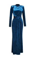 Bronka Cutout Slit Velvet Maxi Dress Flowering Girl