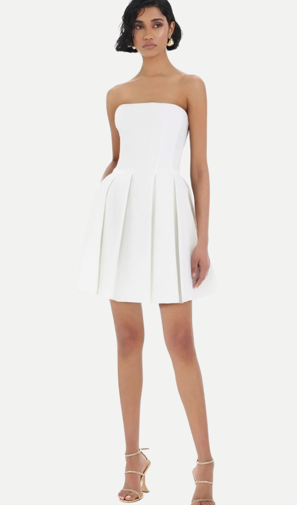 alyssa white strapless pleated mini dress Flowering Girl