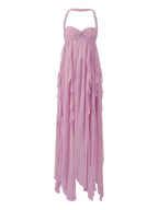 Lace Irregular Maxi Dress In Purple Flowering Girl