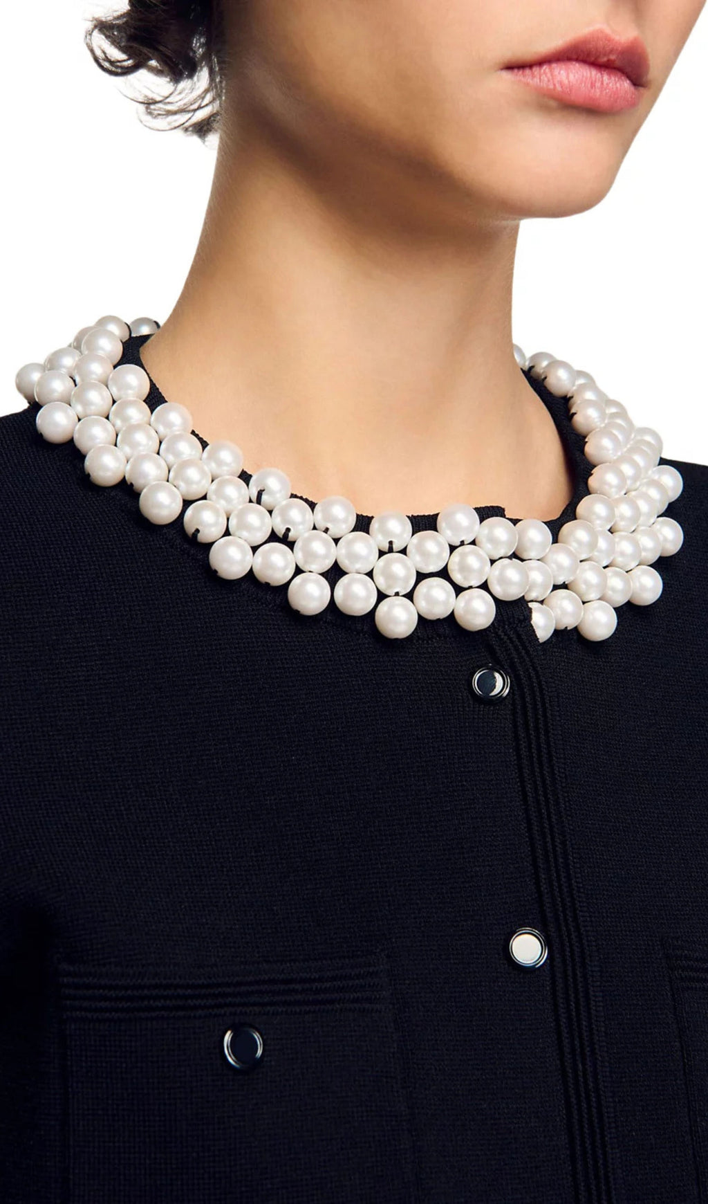 Beaded Collar Cardigan Flowering Girl