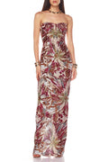 Vivien Fireworks Pattern Sequin Embroidery Strapless Maxi Dress Flowering Girl