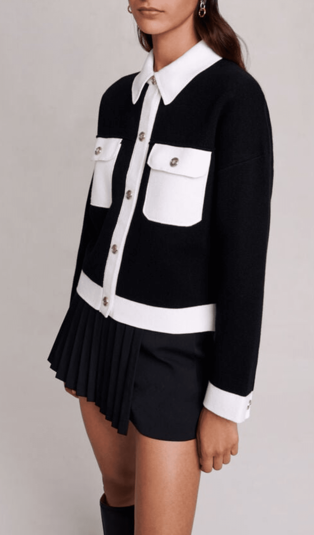CROPPED CONTRASTING KNITTED CARDIGAN Flowering Girl