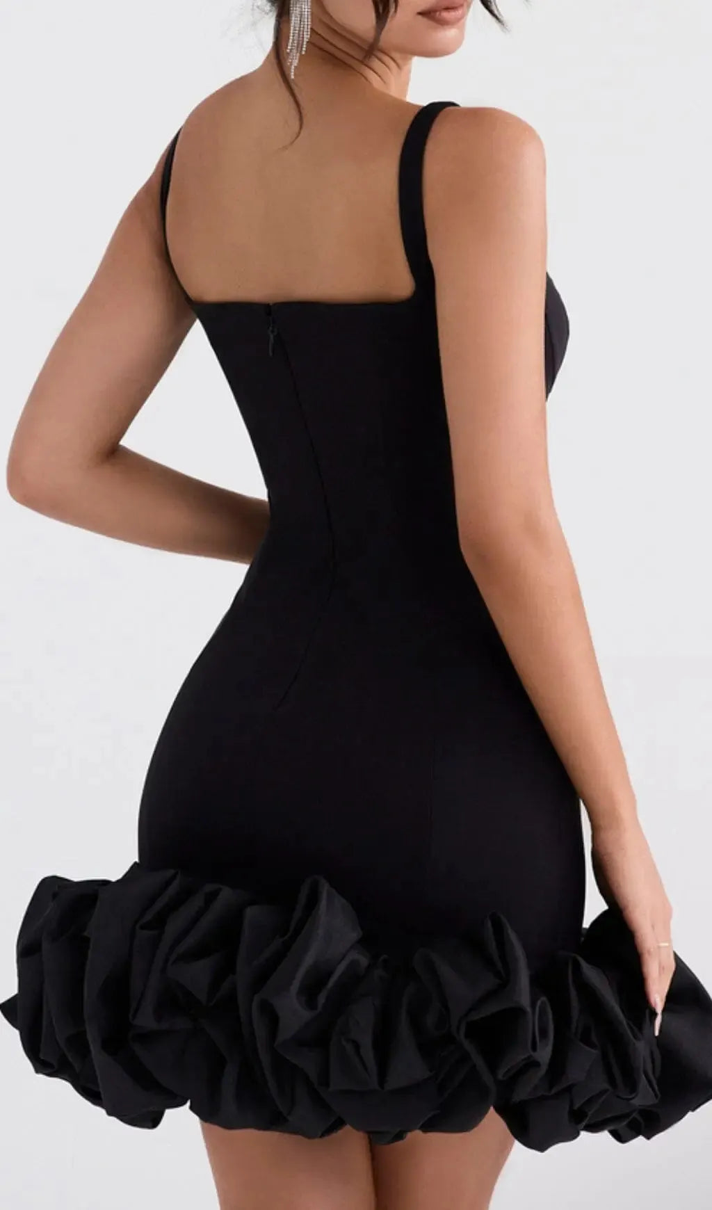 Black Ruffle Hem Dress Flowering Girl