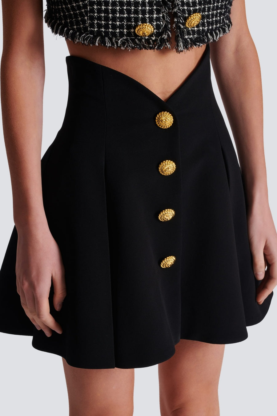 Rayne Gold Buttoned Mini Skirt Flowering Girl