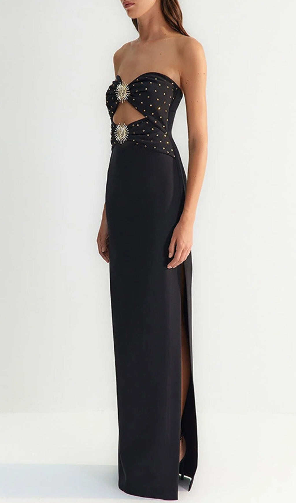 Annmarie Black Polka Column Maxi Dress Flowering Girl