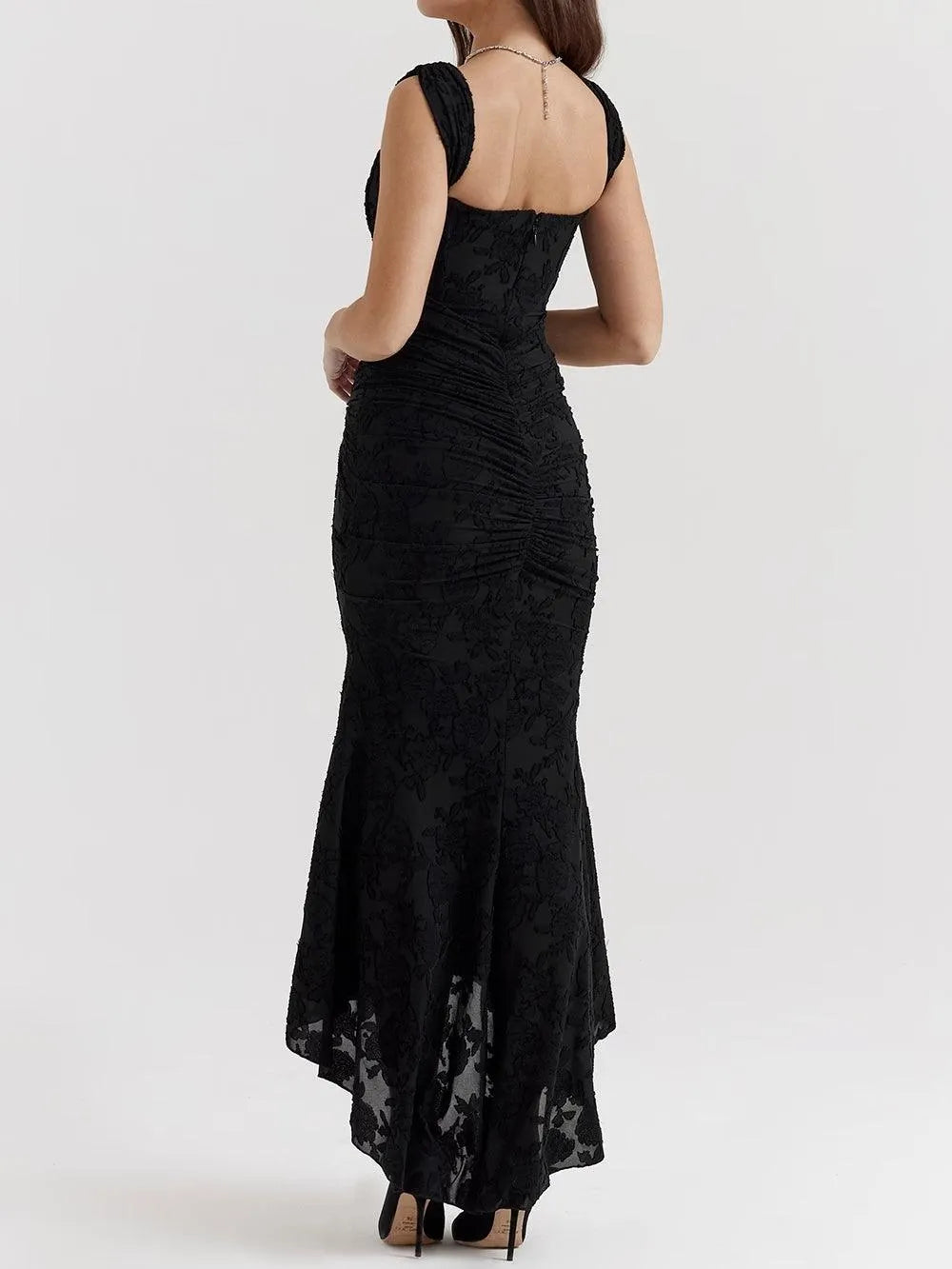 Black Bell Floral Maxi Dress Flowering Girl