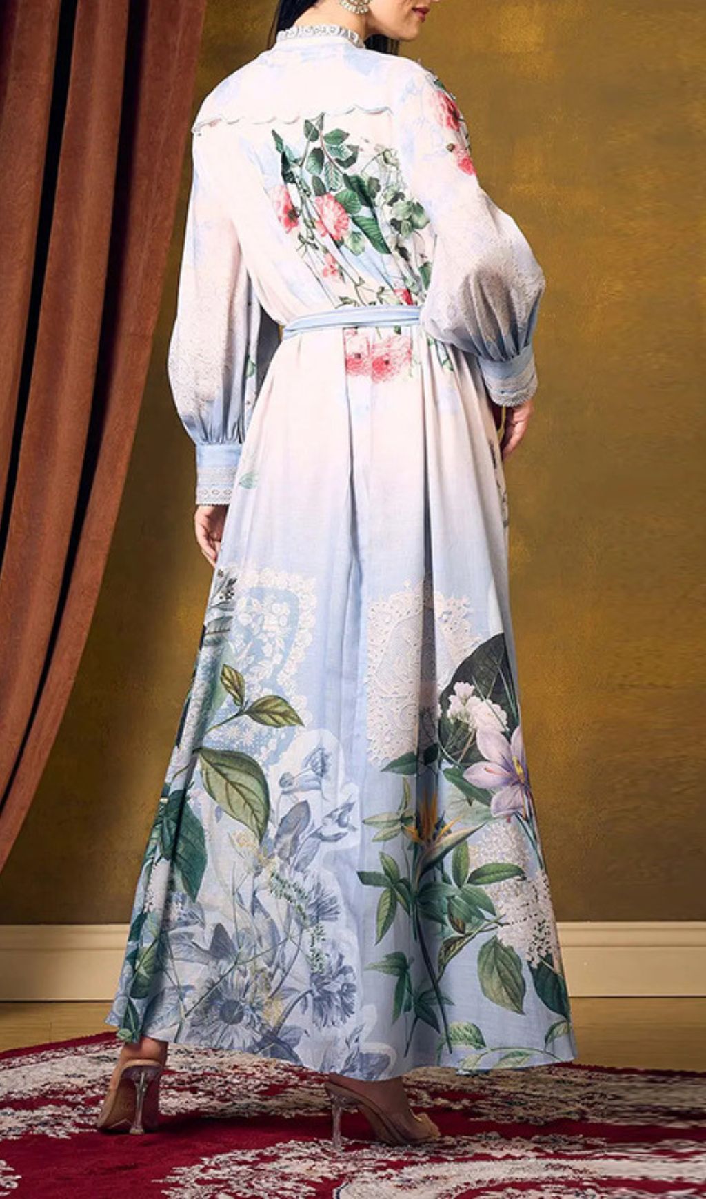 Inna Flower Printed Long Sleeve Maxi Dress Flowering Girl