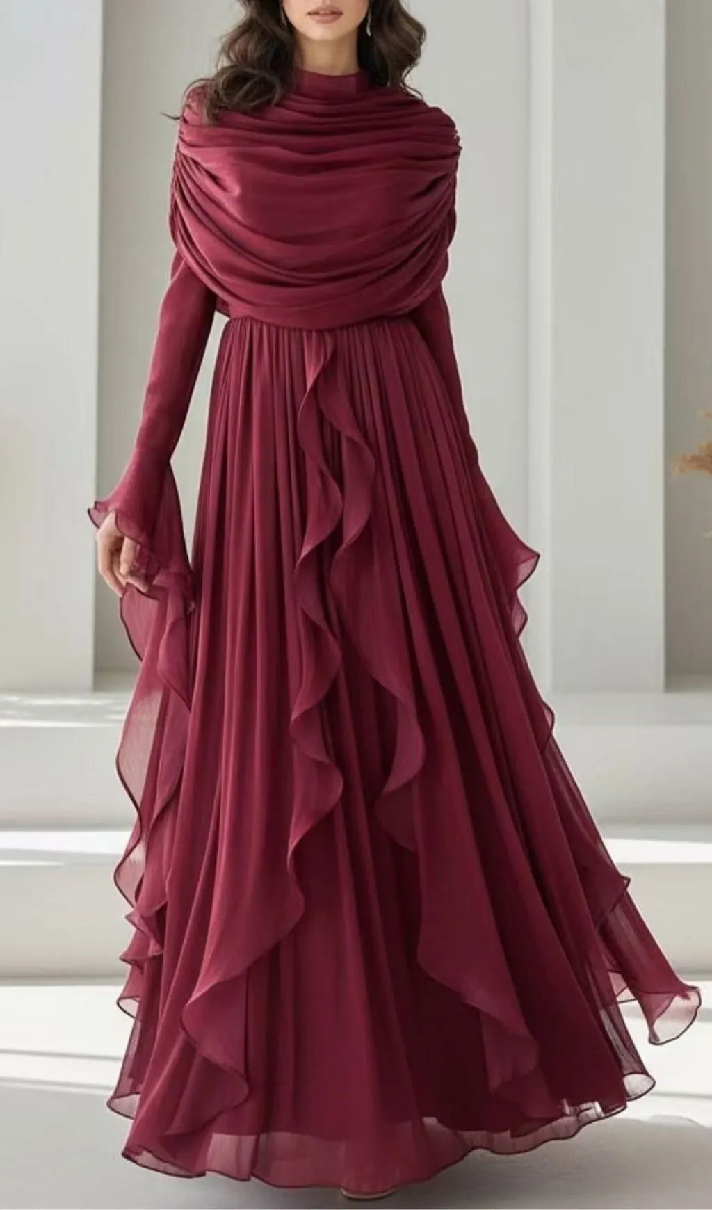 Karinna Ruffle Long Sleeve Maxi Dress Flowering Girl