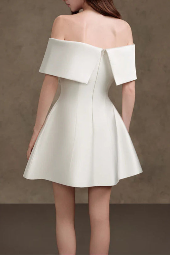 Brianna One-Shoulder Satin Mini Dress In Apricot Flowering Girl