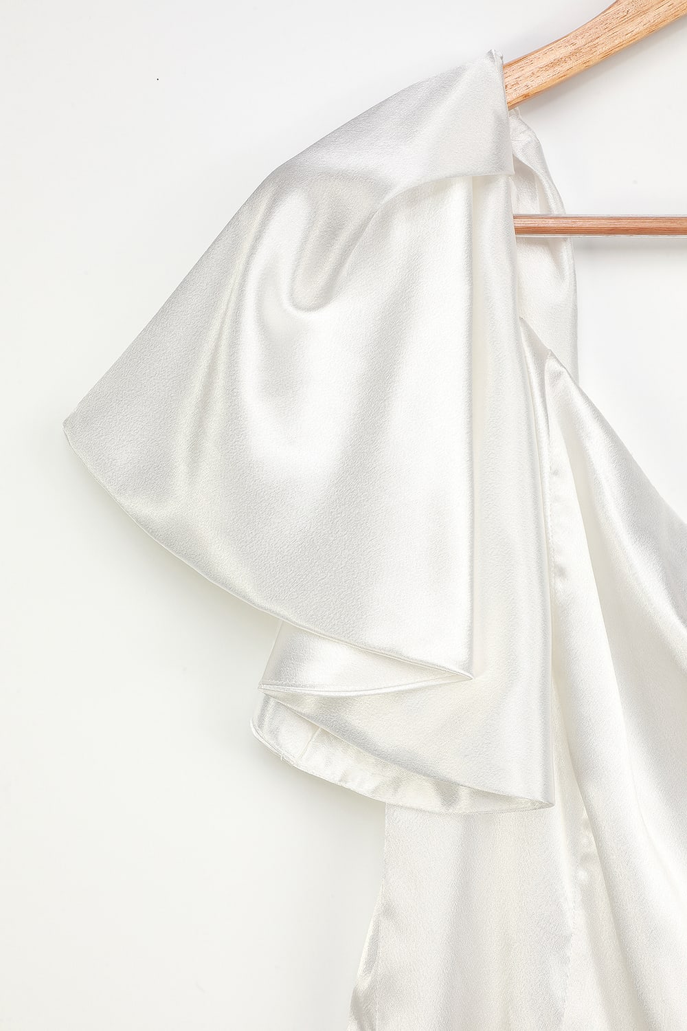 White Satin One-Shoulder Mini Dress Flowering Girl