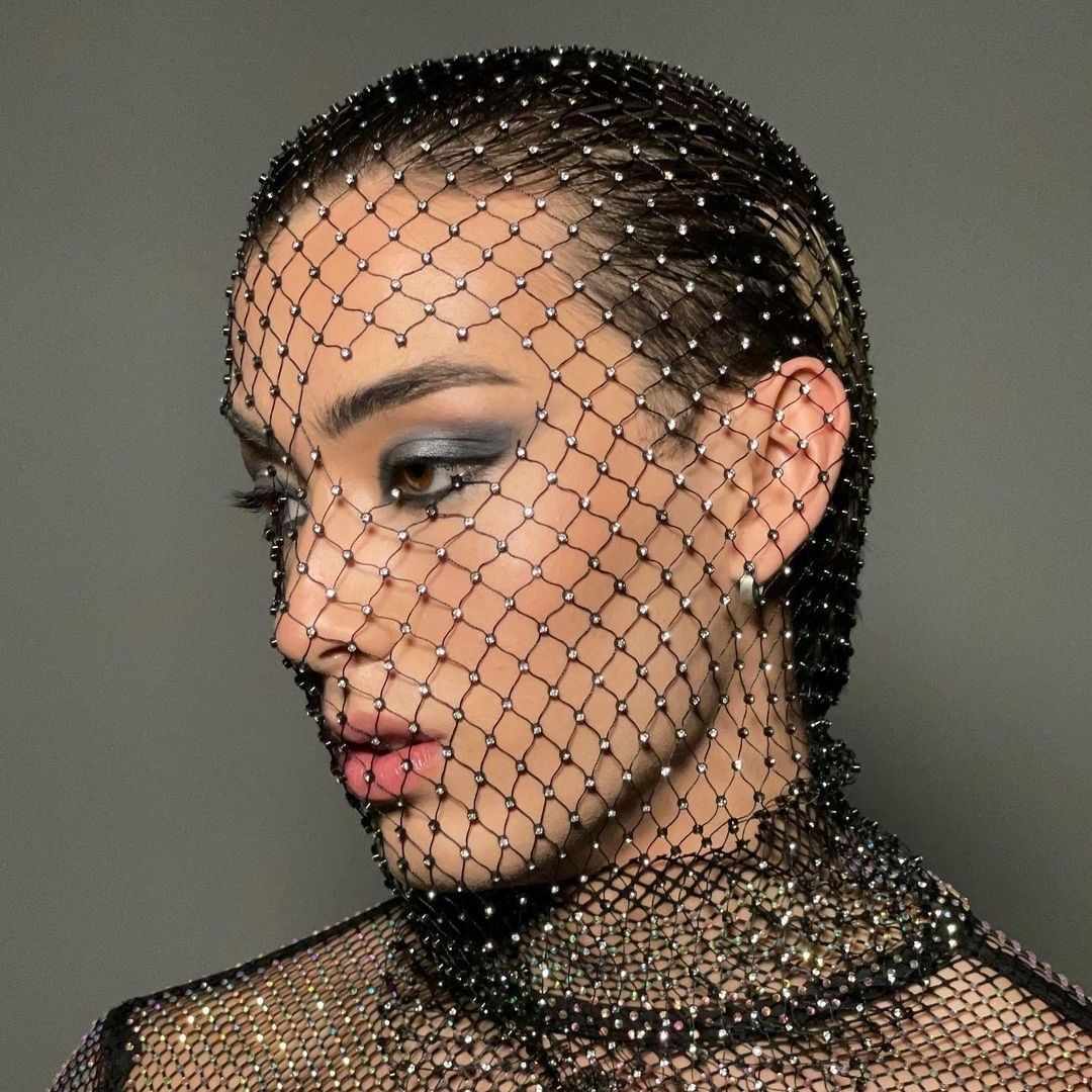 Rhinestone Fishnet Bandana Flowering Girl