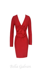 Bertilde V Neck Flower Mini Dress in red Flowering Girl