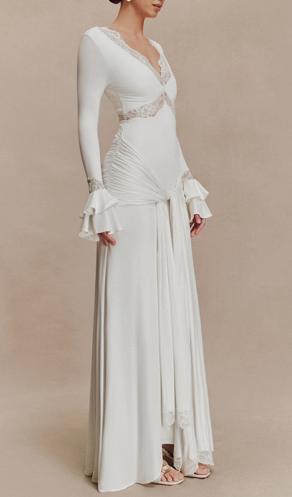 Akeelah Flare Sleeve Tie Up Maxi Dress Flowering Girl