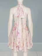 Murray Floral Print Halter Backless Mini Dress - Pink Flowering Girl