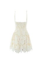 Lace Hollow Sleeveless Mini Dress In Yellow Flowering Girl