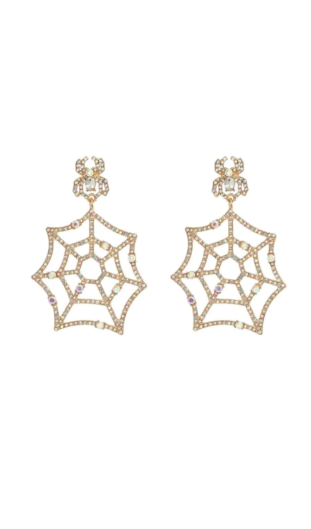 Cobweb Rhinestone Earrings Flowering Girl
