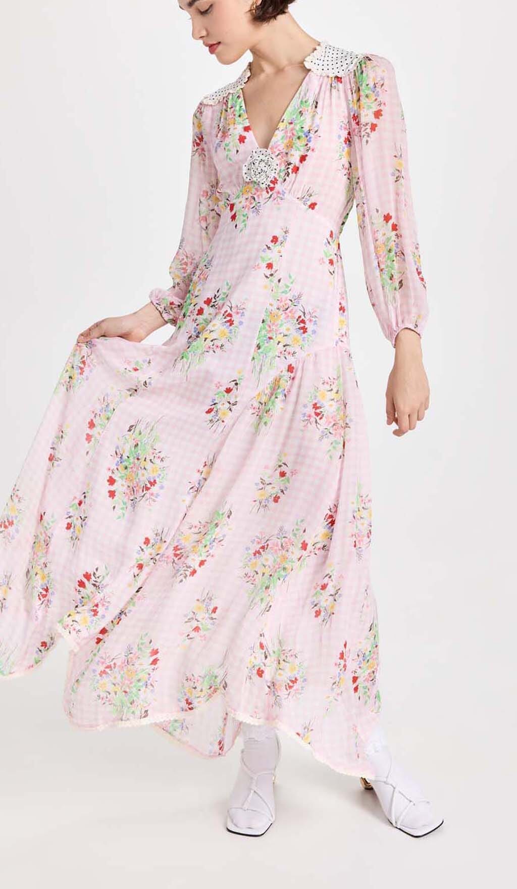 Floral Print Maxi Dress In Pink Flowering Girl