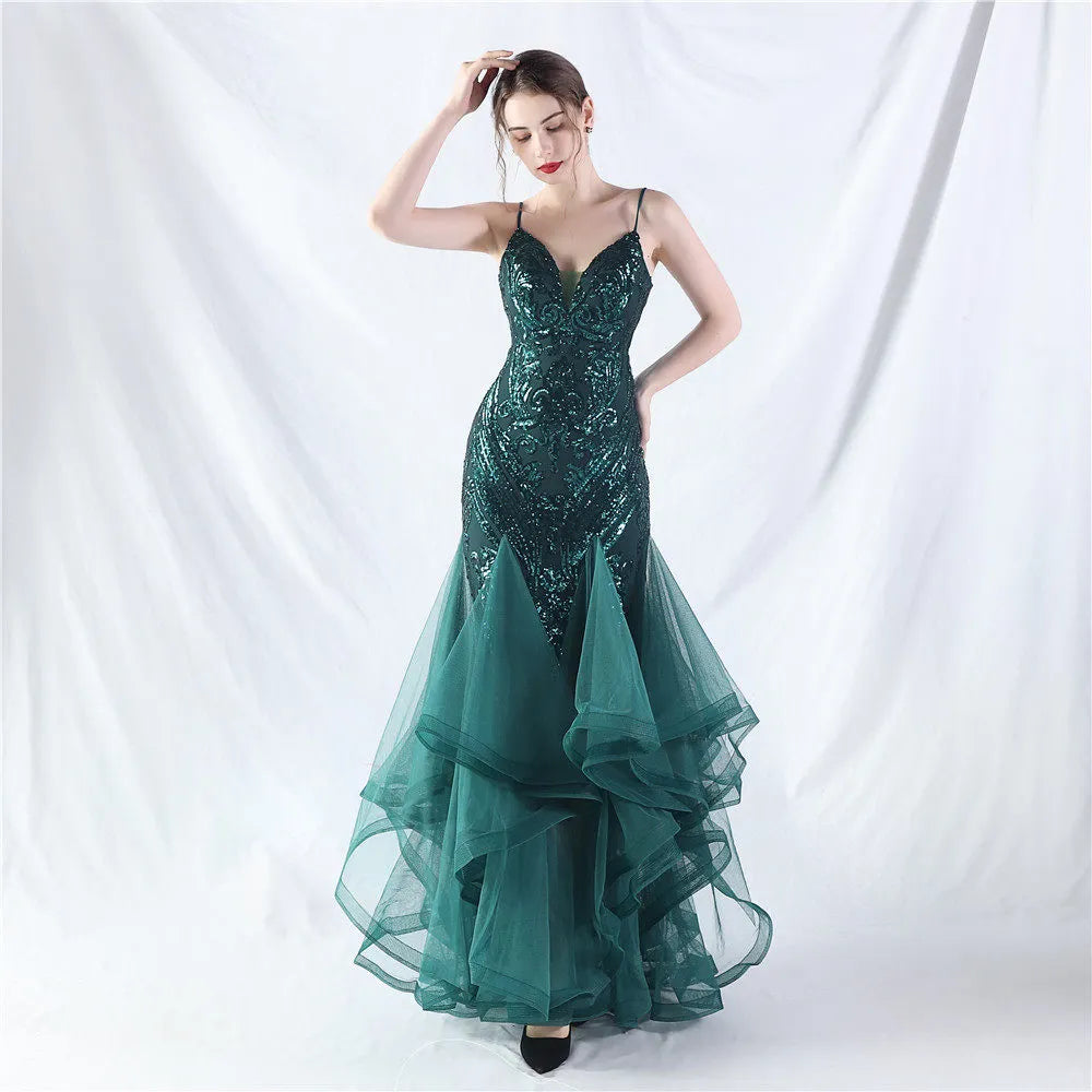 Sequin Slip Tulle Maxi Dress Flowering Girl
