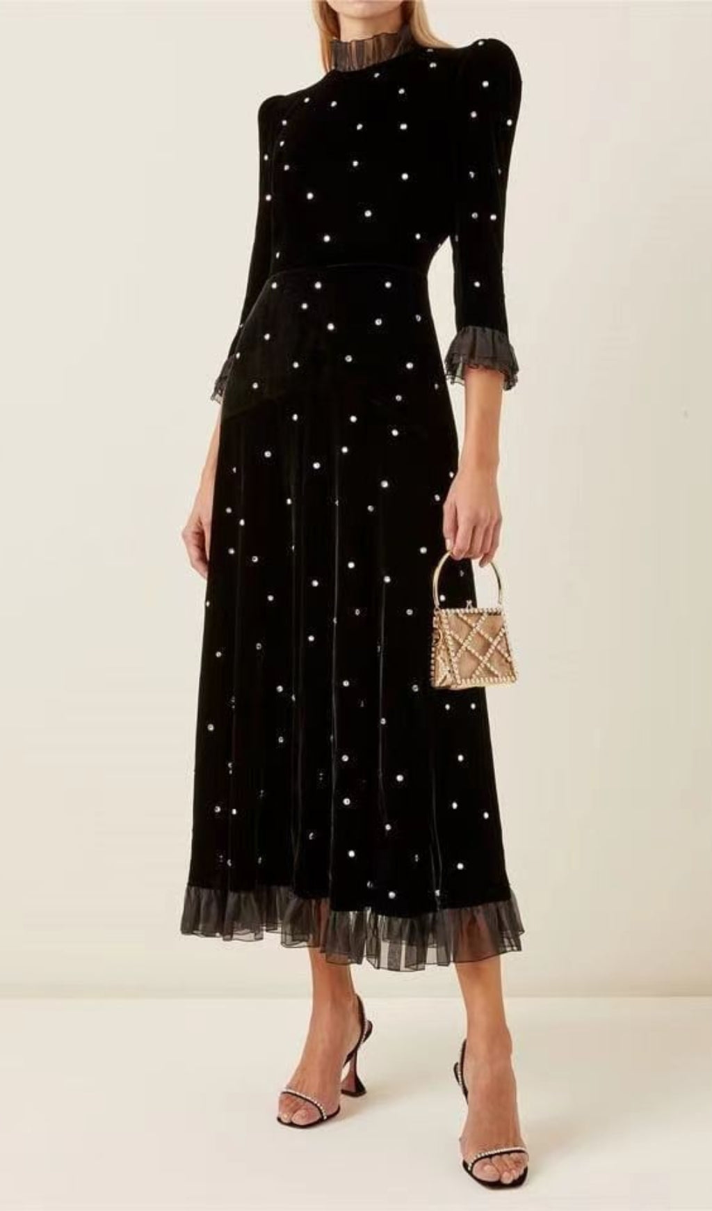 Abarne Velvet Dress With Crystals Flowering Girl
