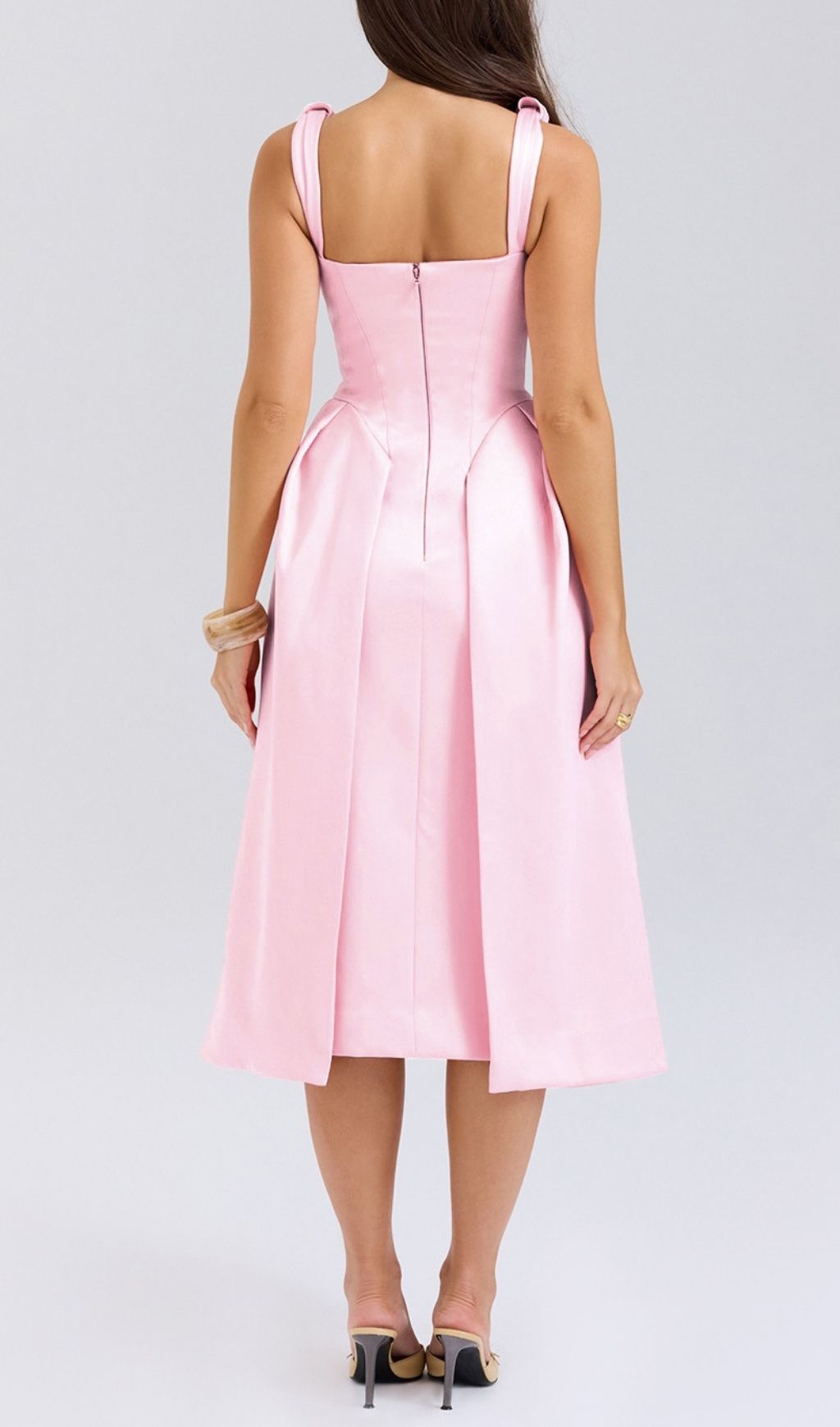 Dilanne Pink V-Neck Midi Dress