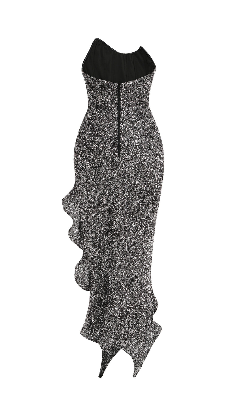 Douce Strapless Sequin Ruffle Maxi Dress