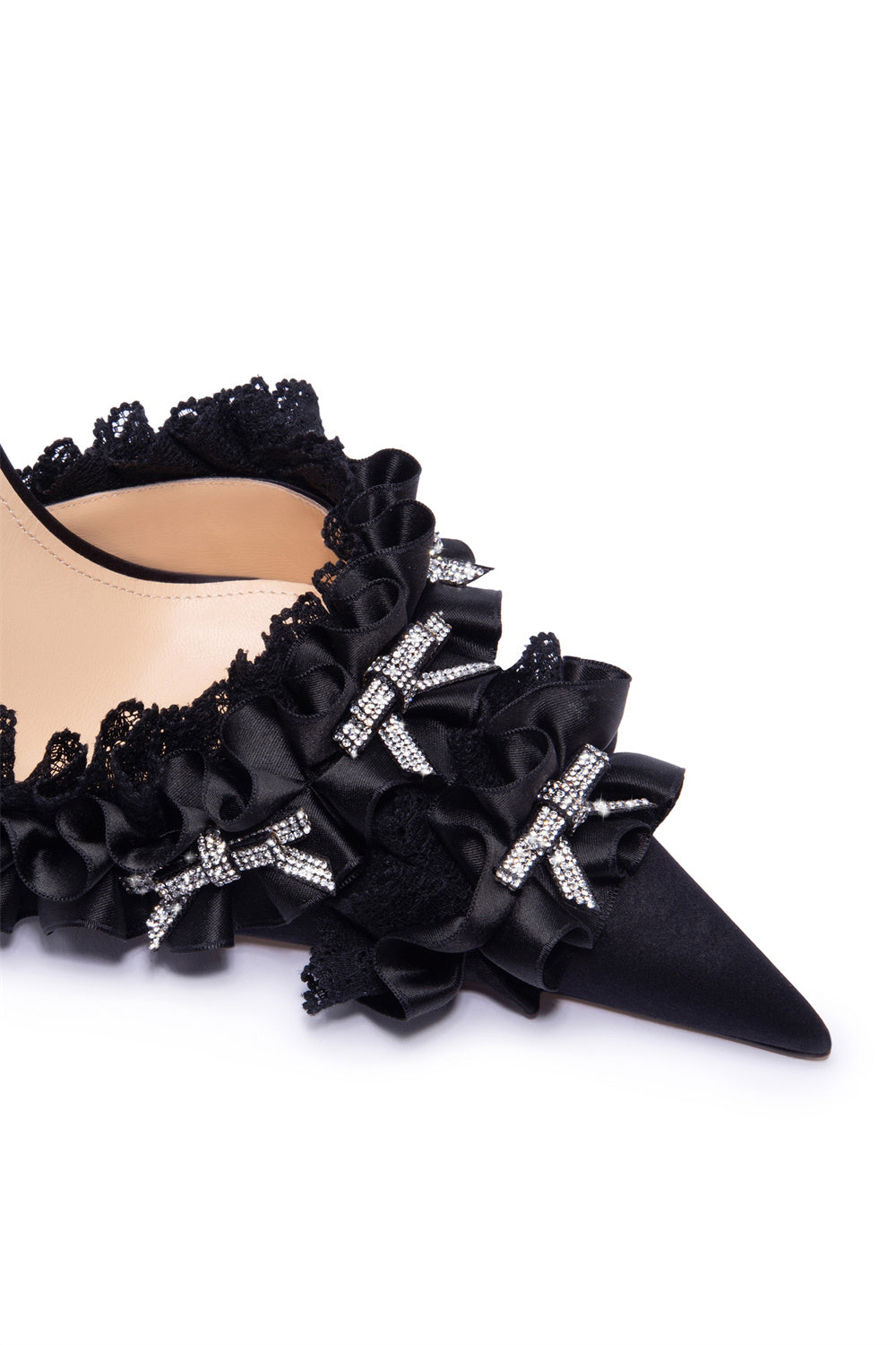 Avah Bow-embellished Slingback Pumps - Black Flowering Girl