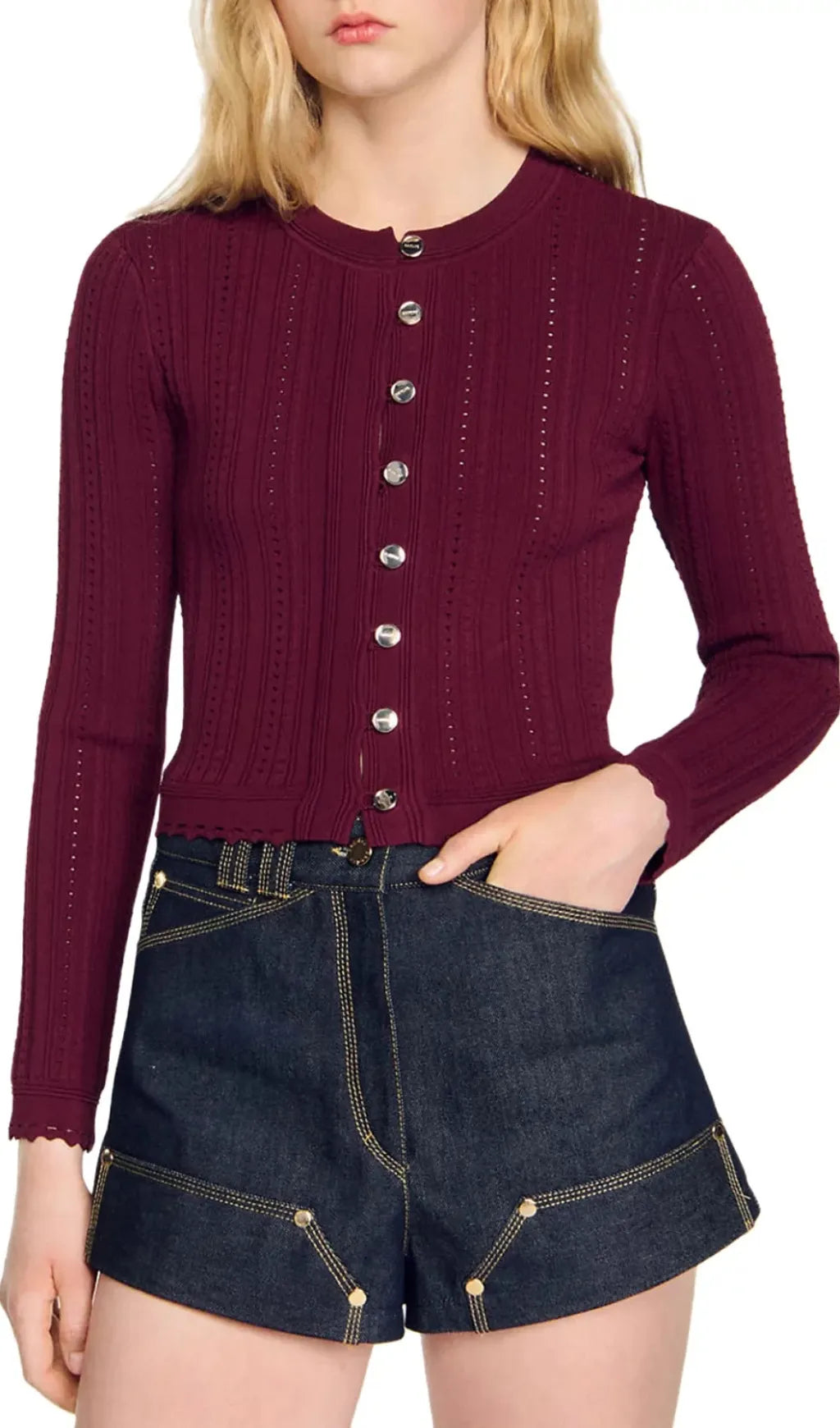 Holiday Cropped Cardigan Flowering Girl