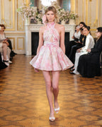 Murray Floral Print Halter Backless Mini Dress - Pink Flowering Girl
