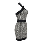 Halter Monogram Mini Dress In Mixed Colours Flowering Girl