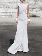 Mayliesha White Ruched Maxi Dress Flowering Girl