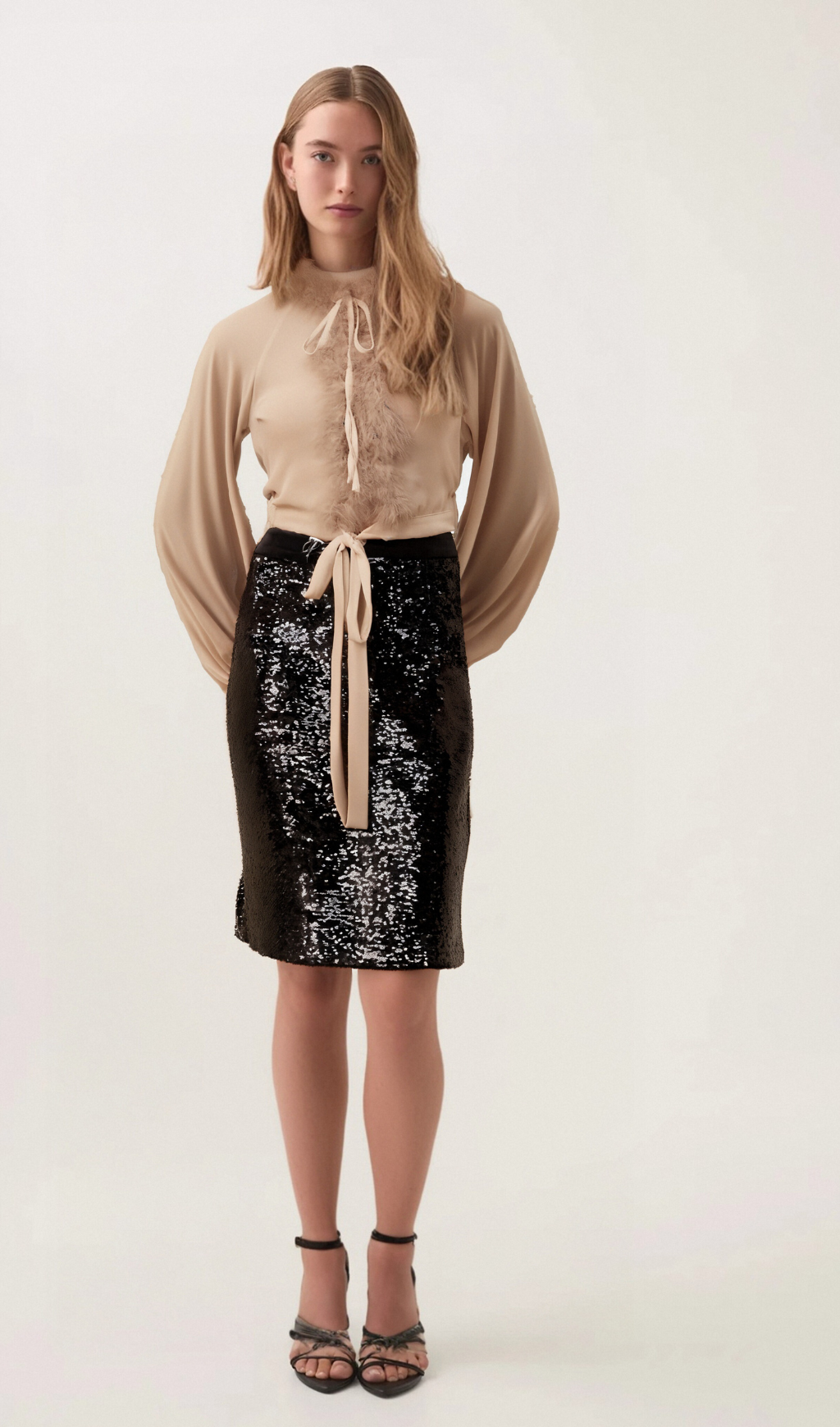 Salome feather-detail chiffon blouse Flowering Girl