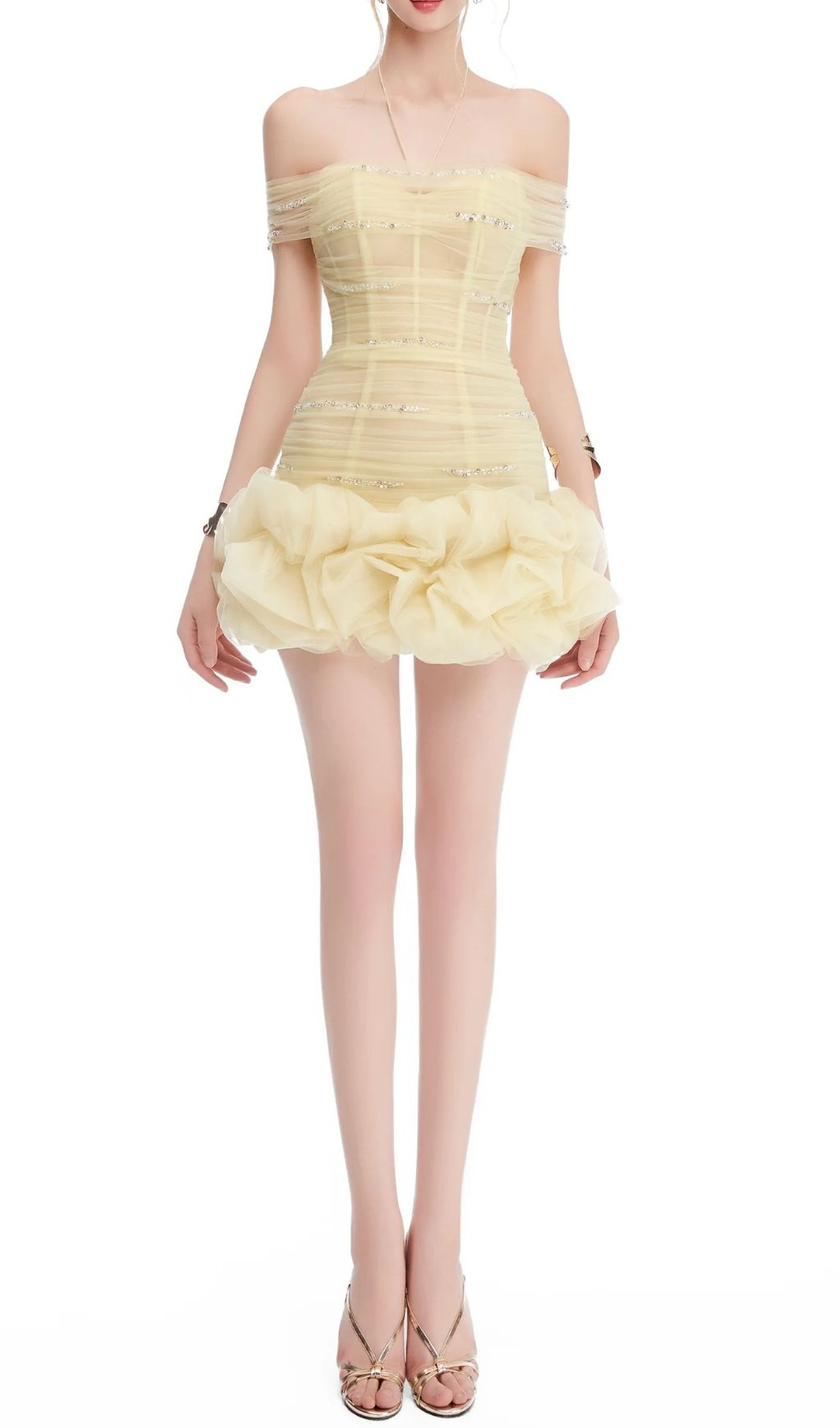 Hania Yellow Mesh Corset Mini Dress Flowering Girl