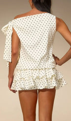 Evella Off Shoulder Dot Tiered Mini Dress Flowering Girl