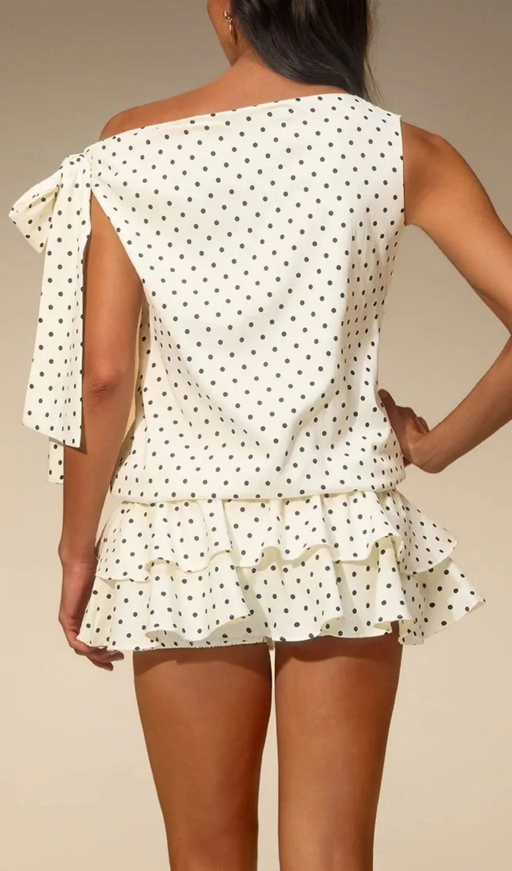 Evella Off Shoulder Dot Tiered Mini Dress Flowering Girl
