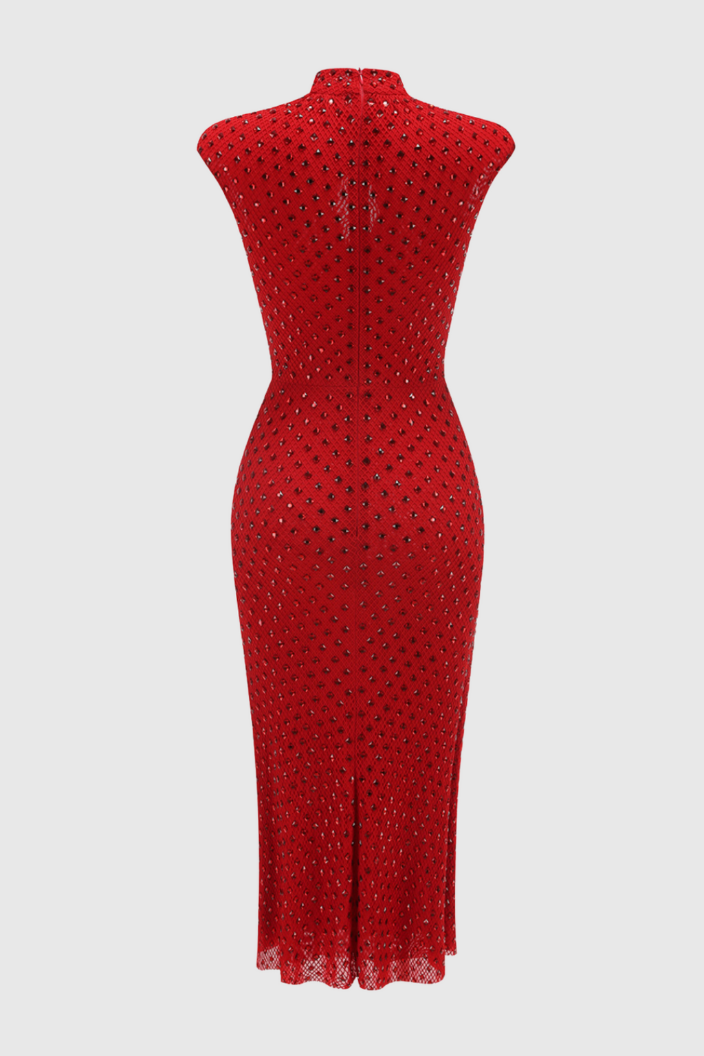 Sharrie Flower Rhinestone Embellished Fishnet Midi Dress Flowering Girl
