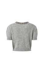 Henrike Grey Embellished Knit Top Flowering Girl