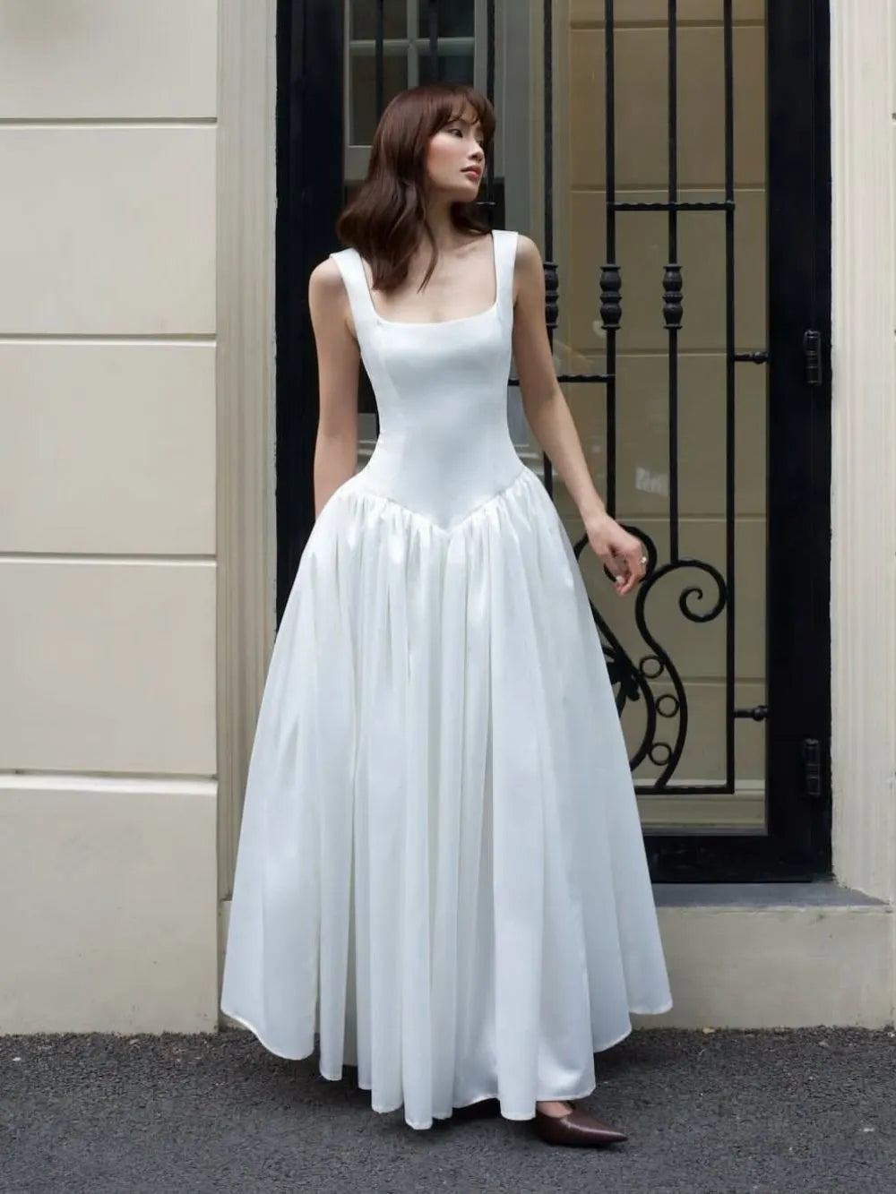 Masako White Strappy Maxi Dress Flowering Girl