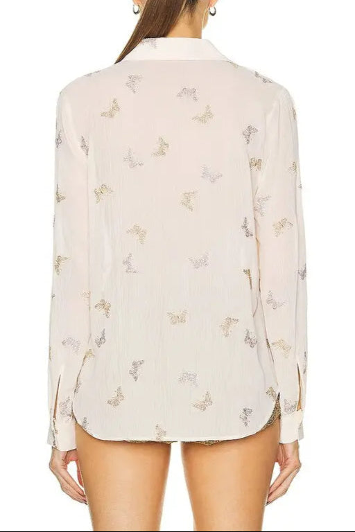Laurent Blouse In White Flowering Girl