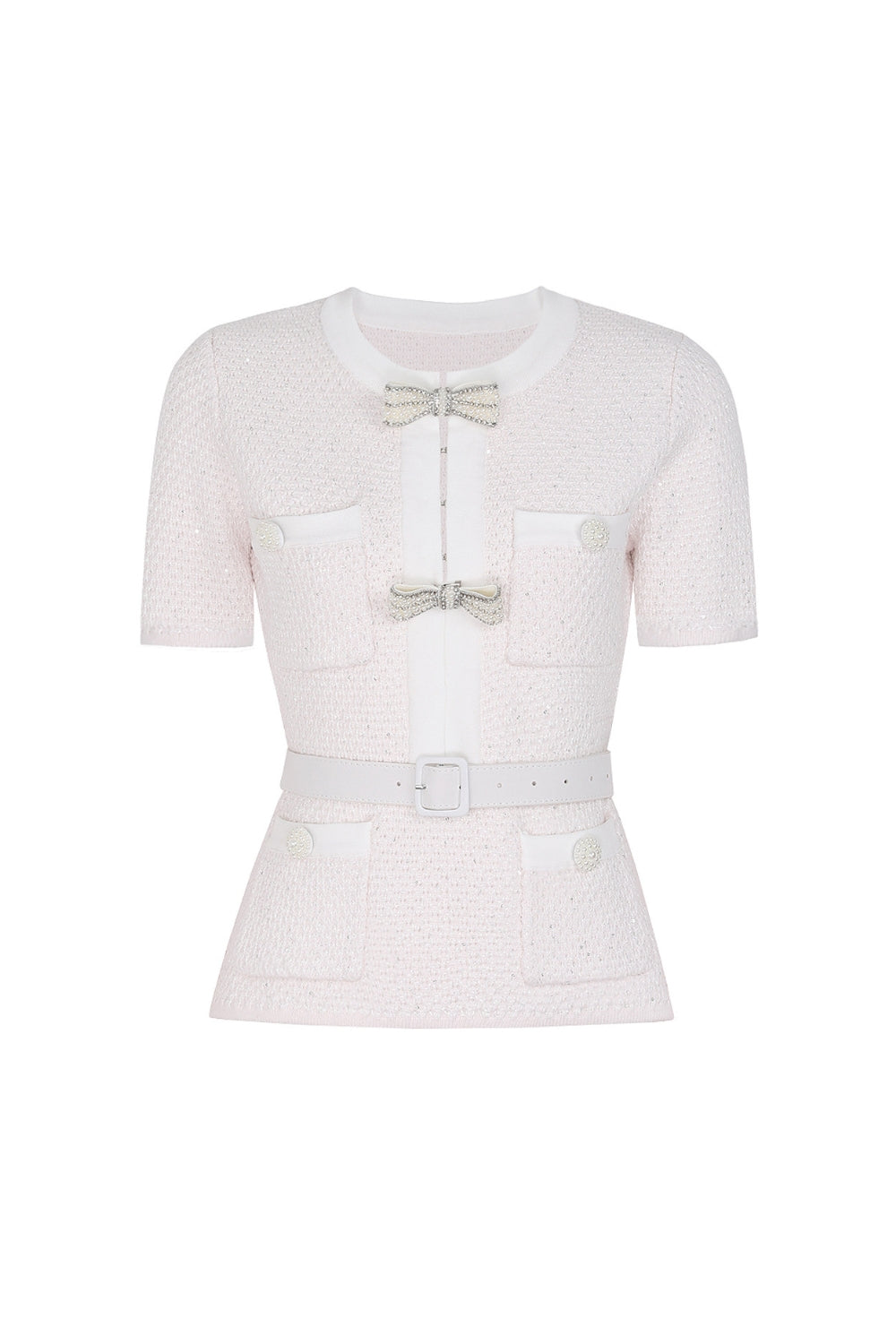 Vicky Cream Sequin Knit Top Flowering Girl