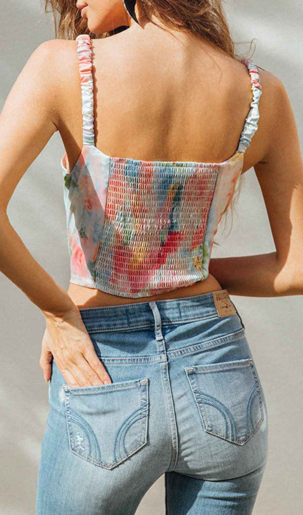 Deborah Printed Corset Mesh Top Flowering Girl