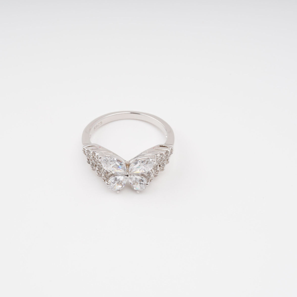 Zélie Sterling Silver Butterfly Shaped Gemstone Ring Flowering Girl